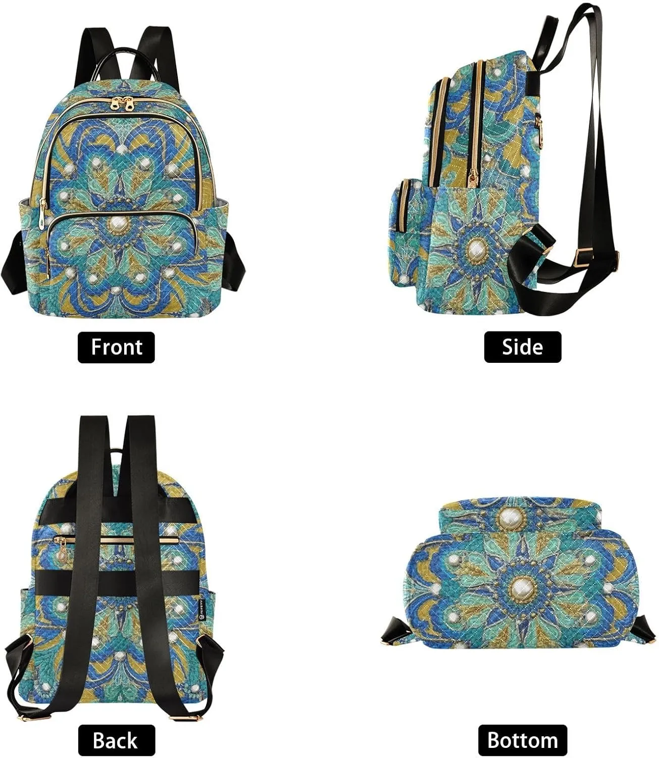Mini Backpack Quilted Purse for Womens Small Backpack Daypack Embroider Print for Travel Daily Work,Multi8