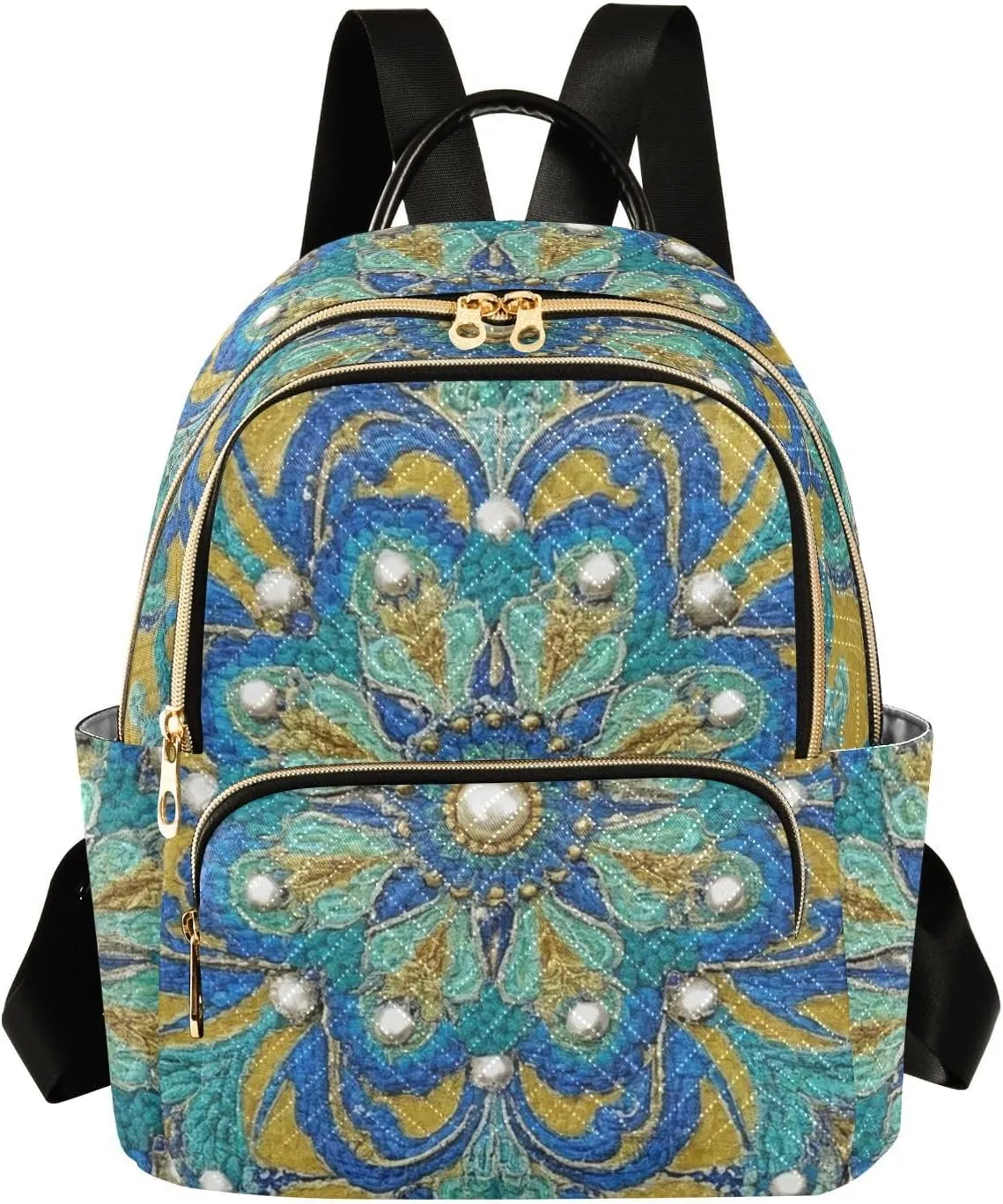 Mini Backpack Quilted Purse for Womens Small Backpack Daypack Embroider Print for Travel Daily Work,Multi8