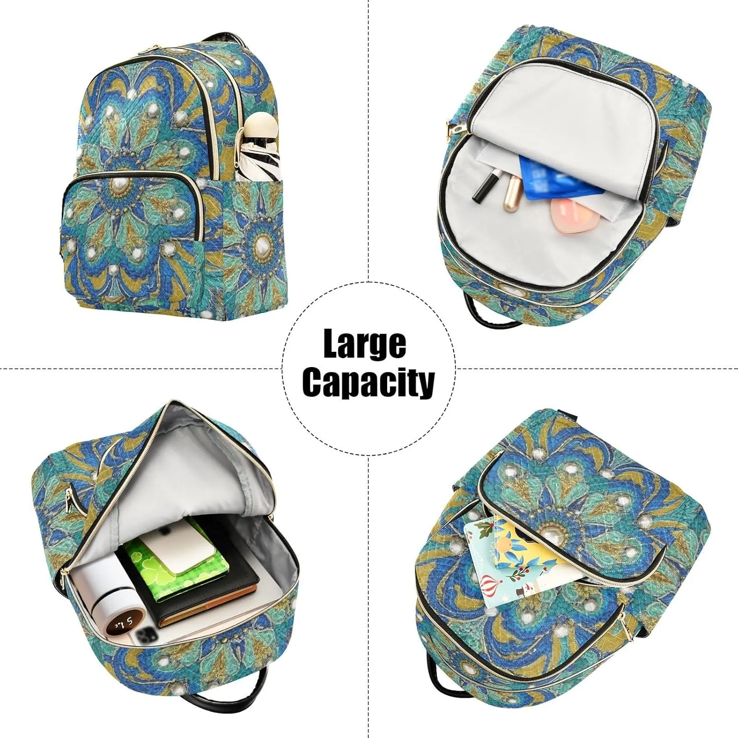 Mini Backpack Quilted Purse for Womens Small Backpack Daypack Embroider Print for Travel Daily Work,Multi8