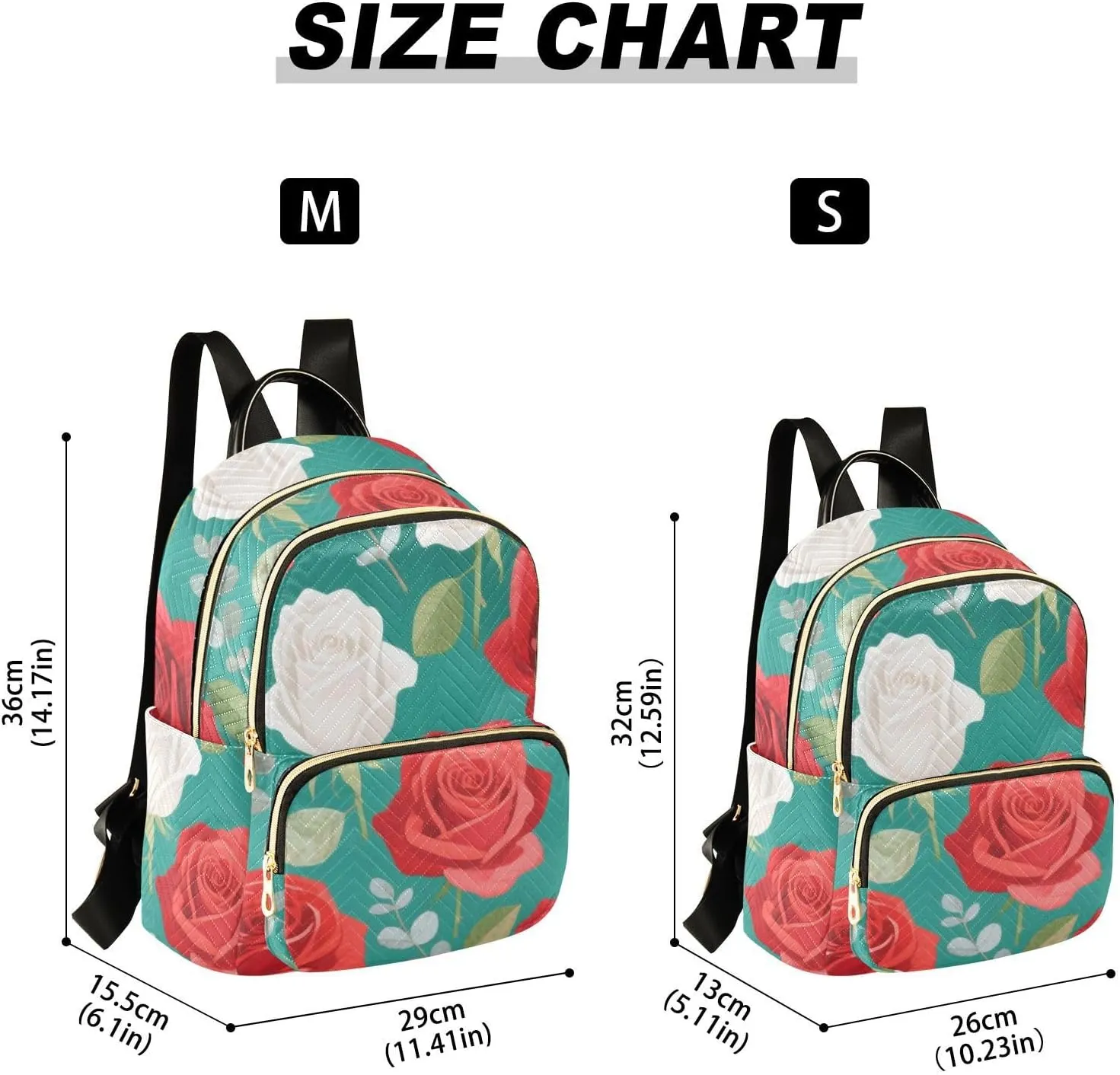 Mini Backpack Quilted Purse for Womens Small Backpack Daypack Rose Design for Travel Daily Work,Multi3