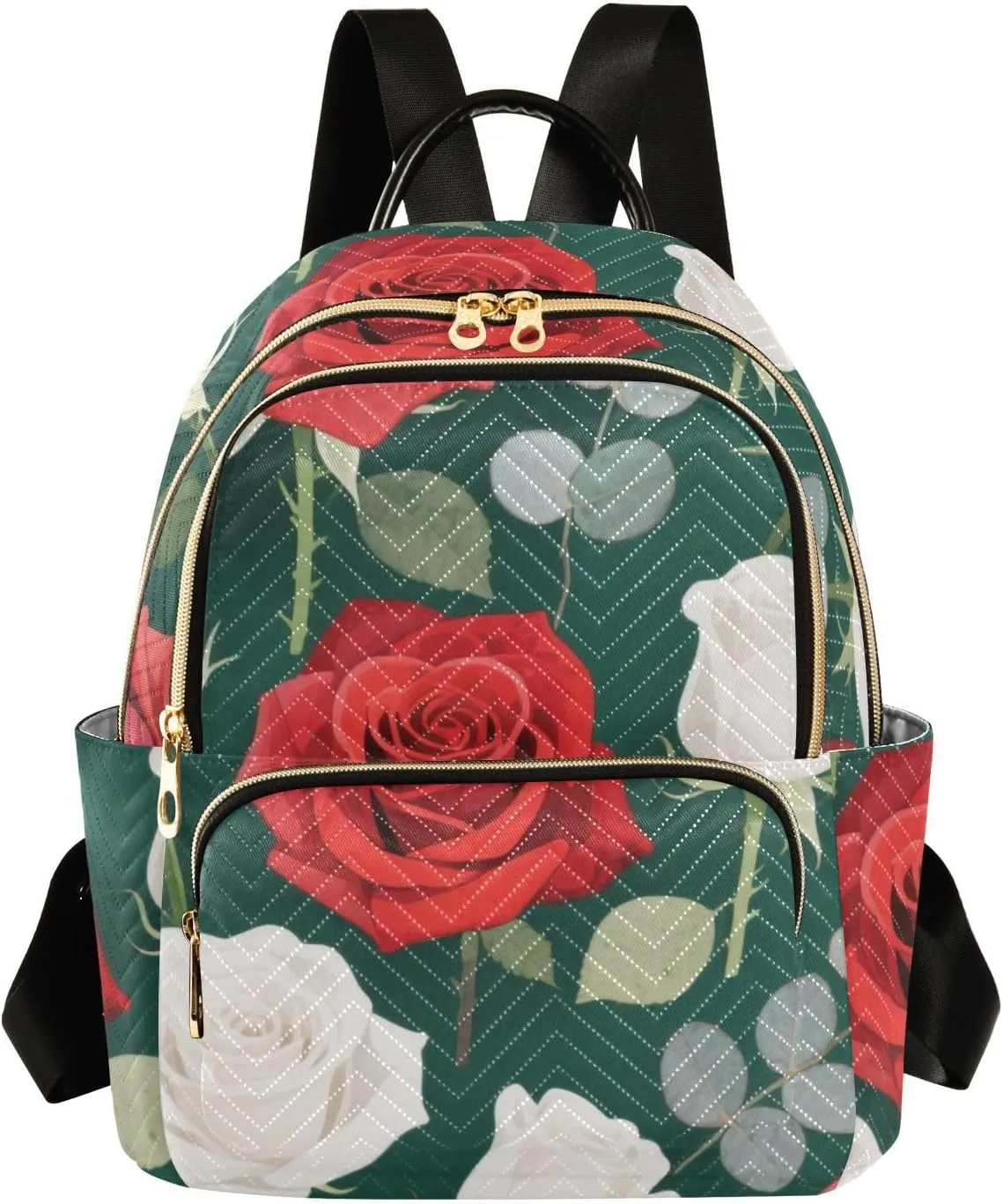 Mini Backpack Quilted Purse for Womens Small Backpack Daypack Rose Pattern for Travel Daily Camping,Multi10