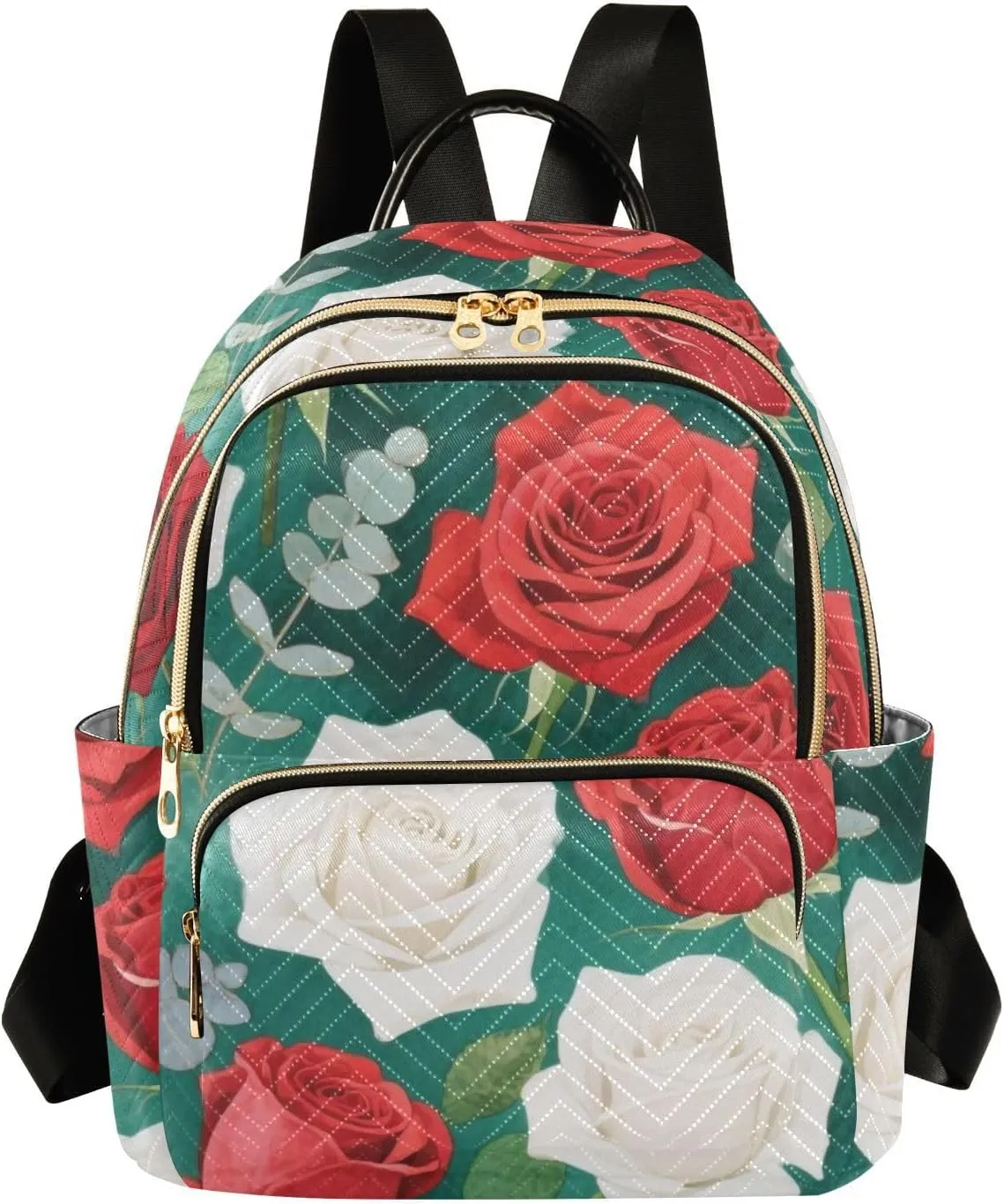 Mini Backpack Quilted Purse for Womens Small Backpack Daypack Rose Pattern for Travel Daily Office,Multi1