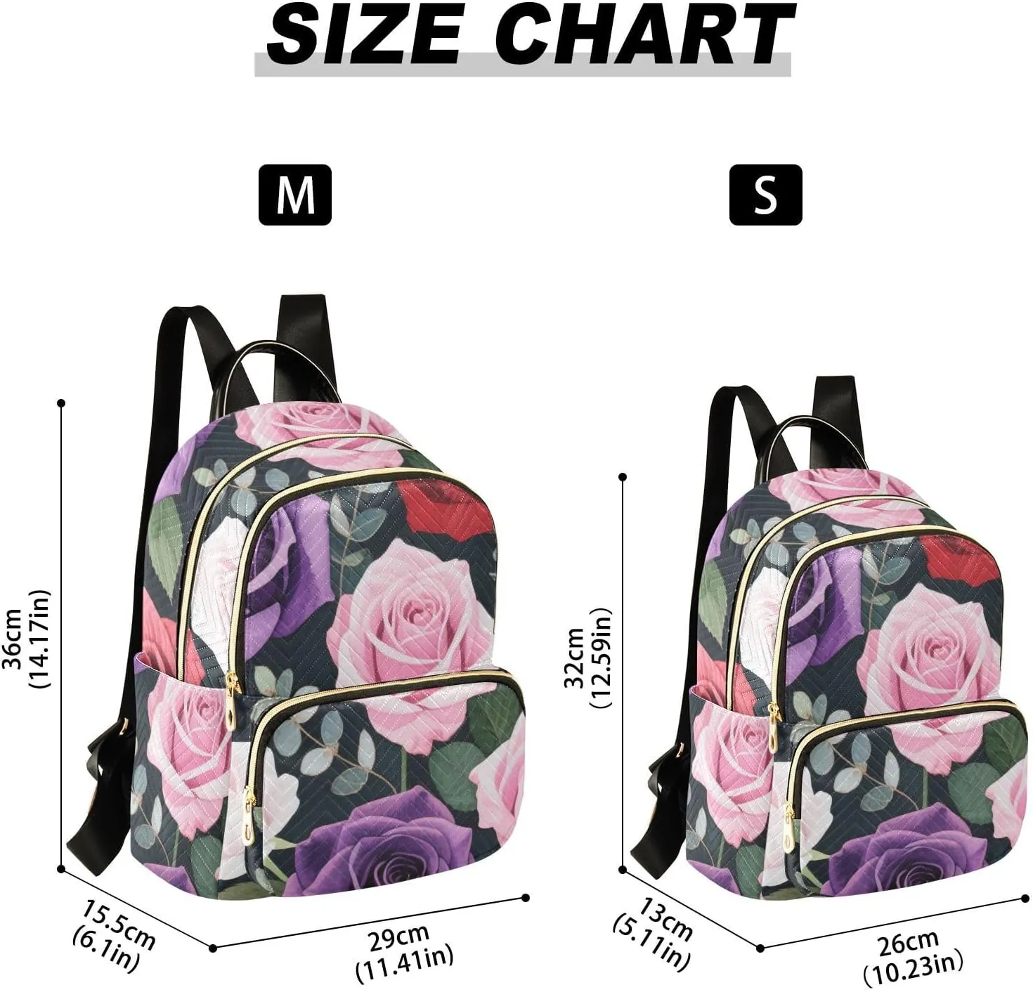 Mini Backpack Quilted Purse for Womens Small Backpack Daypack Rose Print for Travel Daily Camping,Multi10