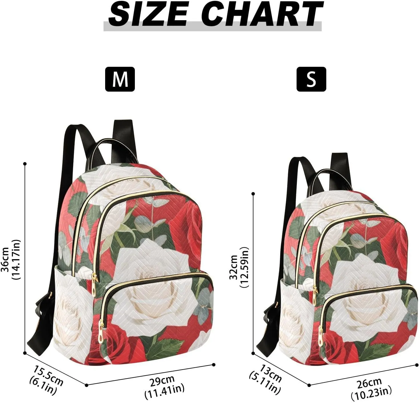 Mini Backpack Quilted Purse for Womens Small Backpack Daypack Rose Print for Travel Daily Work,Multi12