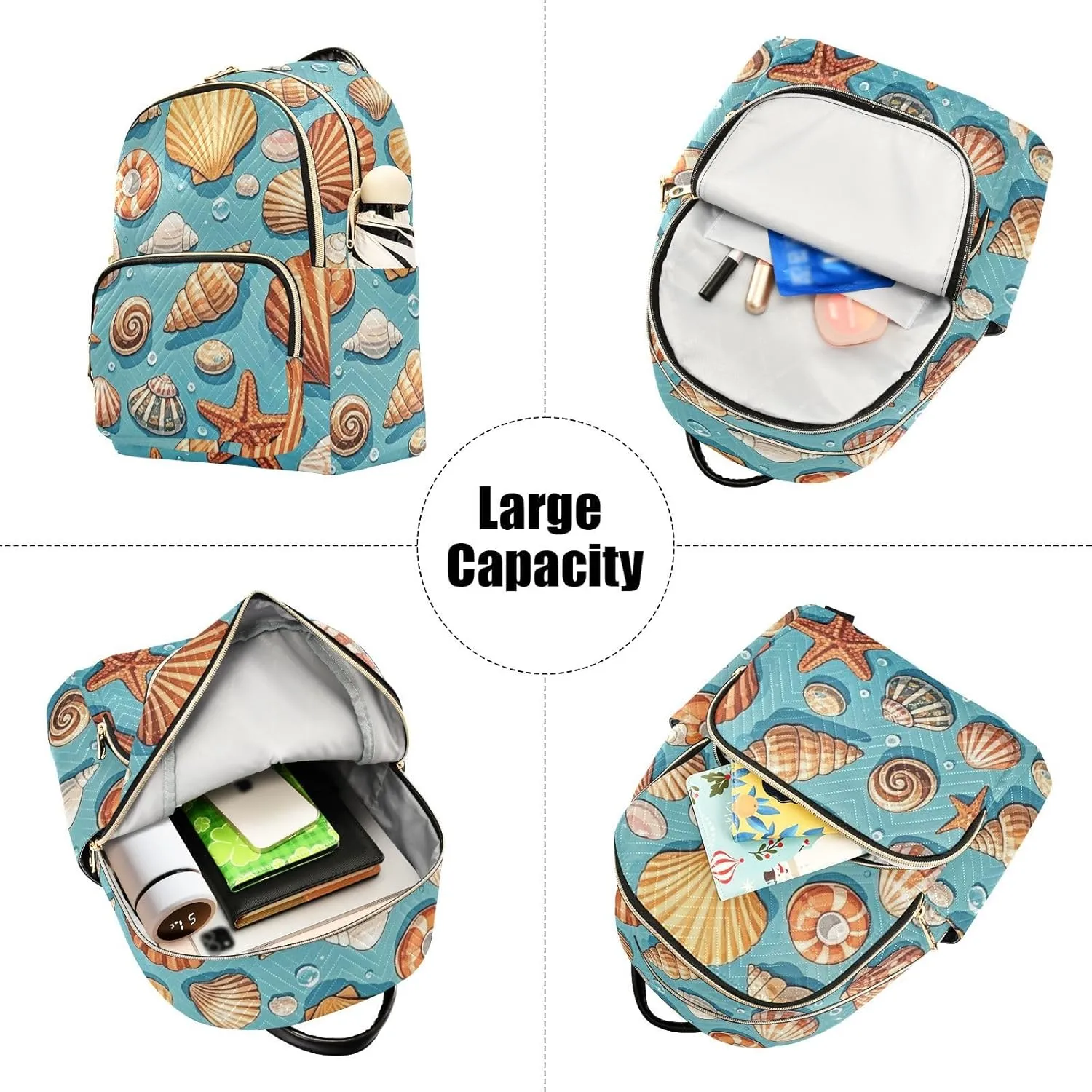 Mini Backpack Quilted Purse for Womens Small Backpack Daypack Starfish Design for Travel Daily Camping,Multi11