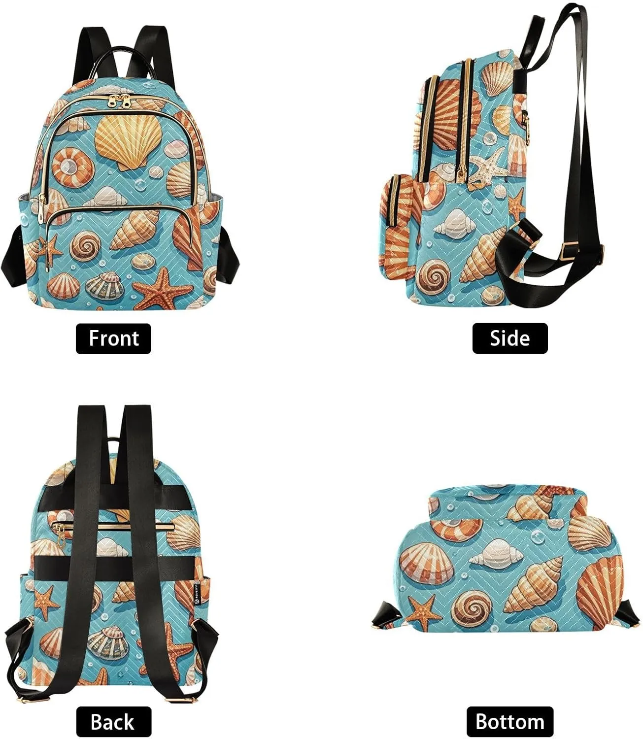 Mini Backpack Quilted Purse for Womens Small Backpack Daypack Starfish Design for Travel Daily Camping,Multi11