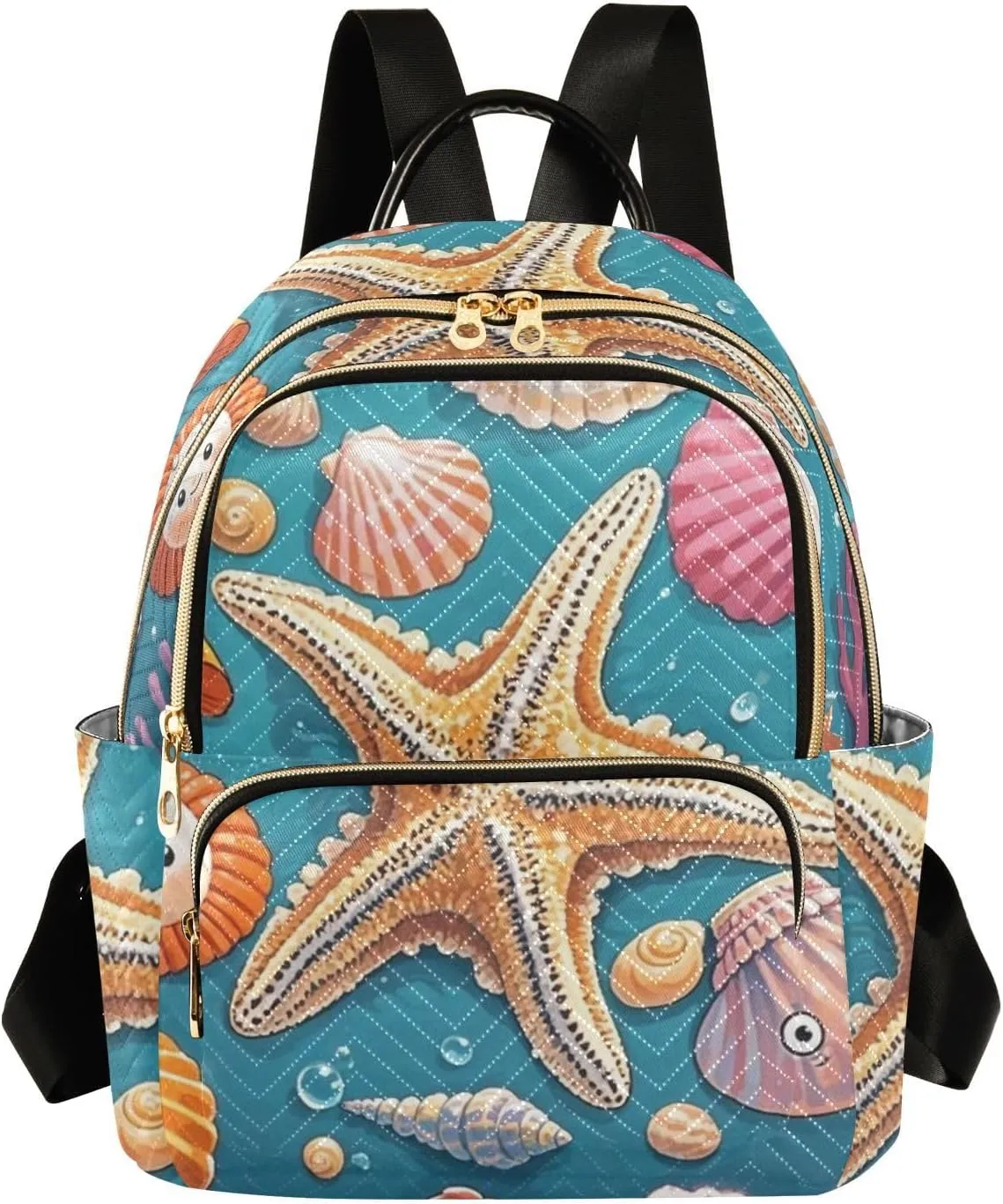 Mini Backpack Quilted Purse for Womens Small Backpack Daypack Starfish Pattern for Travel Daily Camping,Multi11