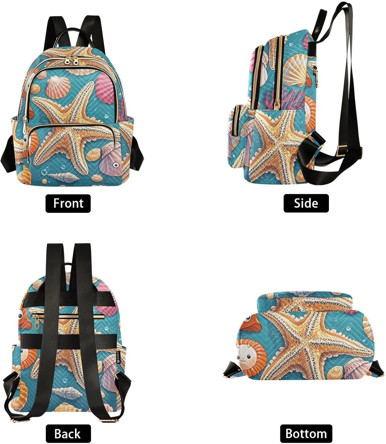 Mini Backpack Quilted Purse for Womens Small Backpack Daypack Starfish Pattern for Travel Daily Camping,Multi11