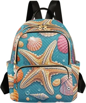 Mini Backpack Quilted Purse for Womens Small Backpack Daypack Starfish Pattern for Travel Daily Camping,Multi11