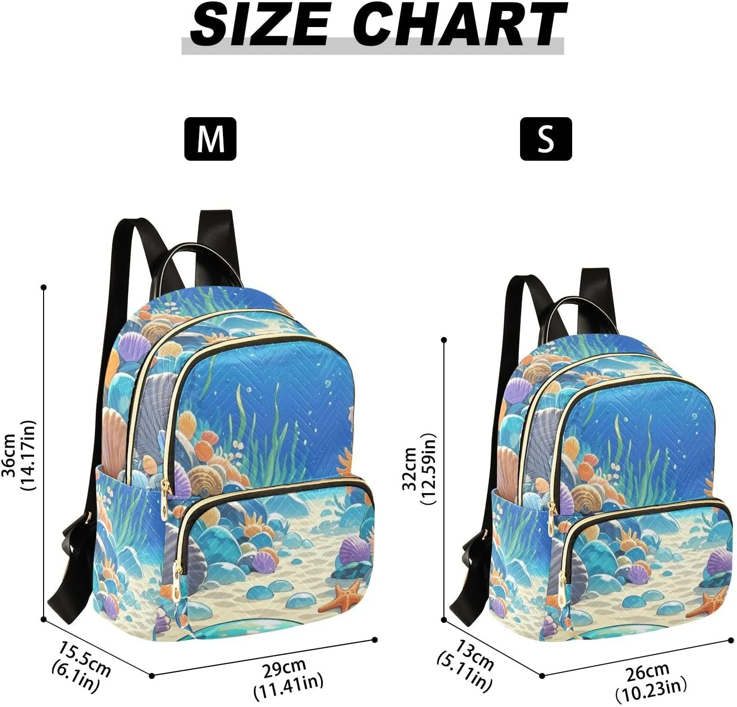 Mini Backpack Quilted Purse for Womens Small Backpack Daypack Starfish Pattern for Travel Daily Camping,Multi1