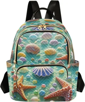 Mini Backpack Quilted Purse for Womens Small Backpack Daypack Starfish Pattern for Travel Daily Camping,Multi3