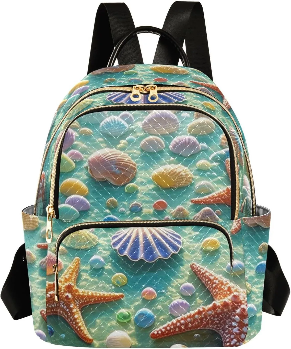 Mini Backpack Quilted Purse for Womens Small Backpack Daypack Starfish Pattern for Travel Daily Camping,Multi3