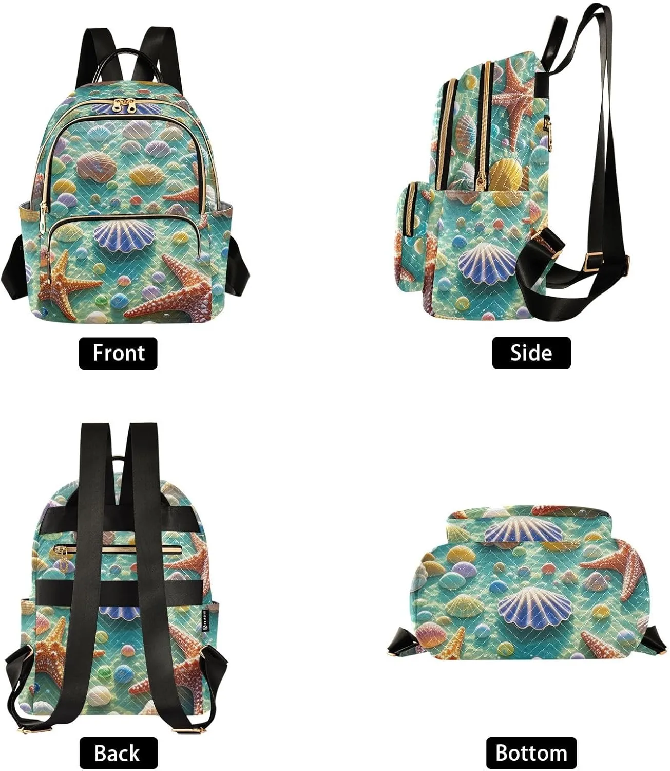 Mini Backpack Quilted Purse for Womens Small Backpack Daypack Starfish Pattern for Travel Daily Camping,Multi3