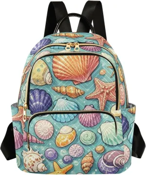 Mini Backpack Quilted Purse for Womens Small Backpack Daypack Starfish Print for Travel Daily Camping,Multi1