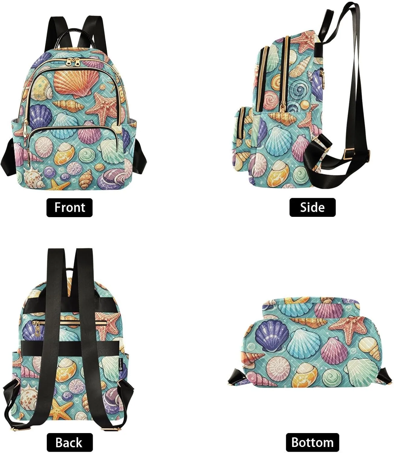 Mini Backpack Quilted Purse for Womens Small Backpack Daypack Starfish Print for Travel Daily Camping,Multi1
