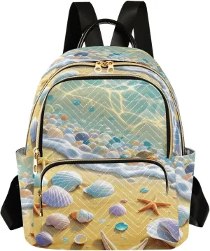 Mini Backpack Quilted Purse for Womens Small Backpack Daypack Starfish Print for Travel Daily Camping,Multi3