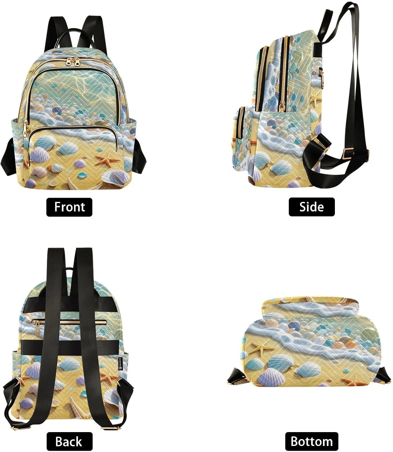 Mini Backpack Quilted Purse for Womens Small Backpack Daypack Starfish Print for Travel Daily Camping,Multi3