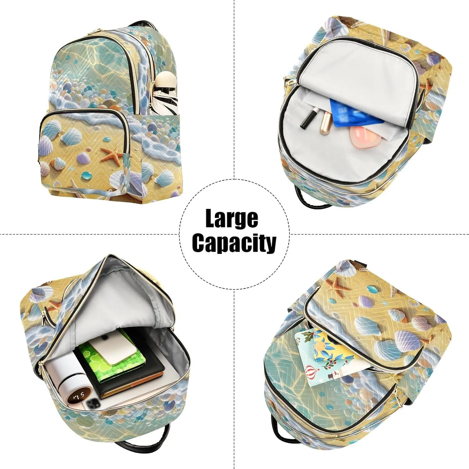 Mini Backpack Quilted Purse for Womens Small Backpack Daypack Starfish Print for Travel Daily Camping,Multi3