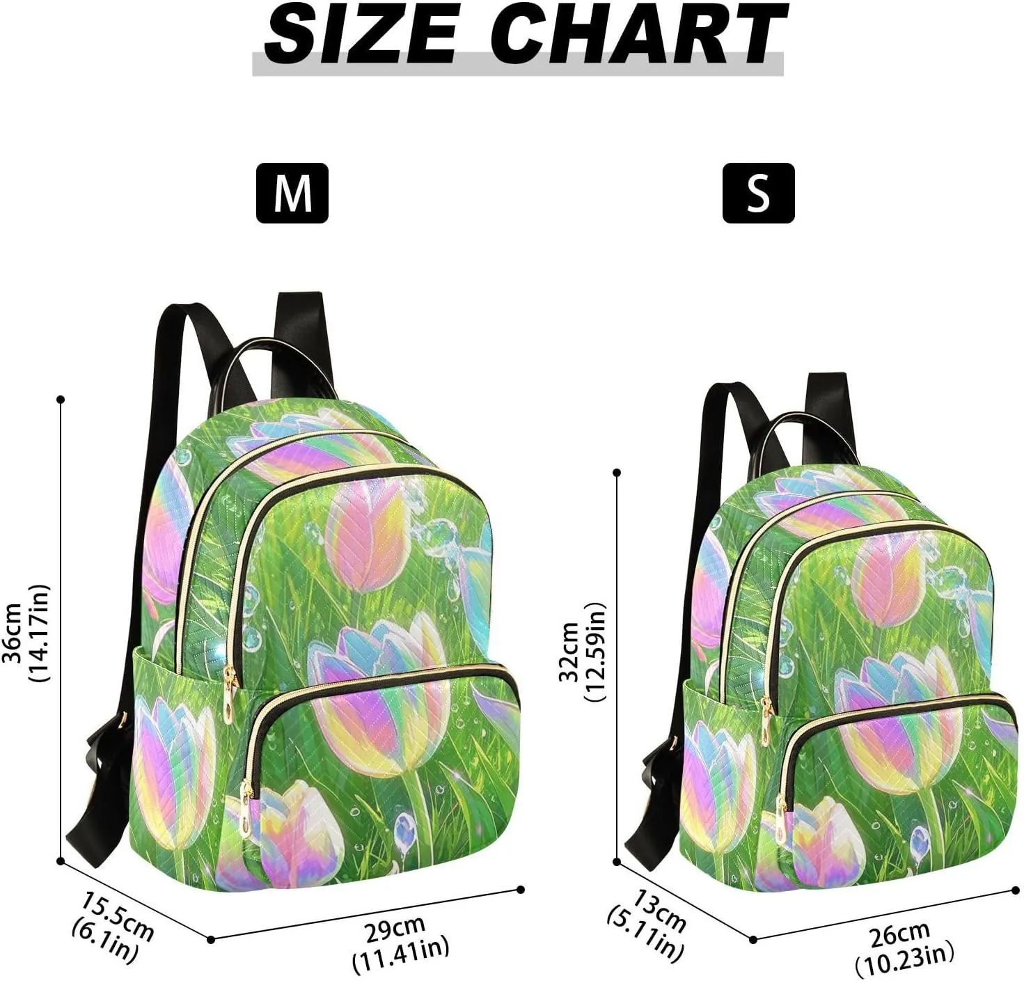 Mini Backpack Quilted Purse for Womens Small Backpack Daypack Tulips Pattern for Travel Daily Office,Multi12