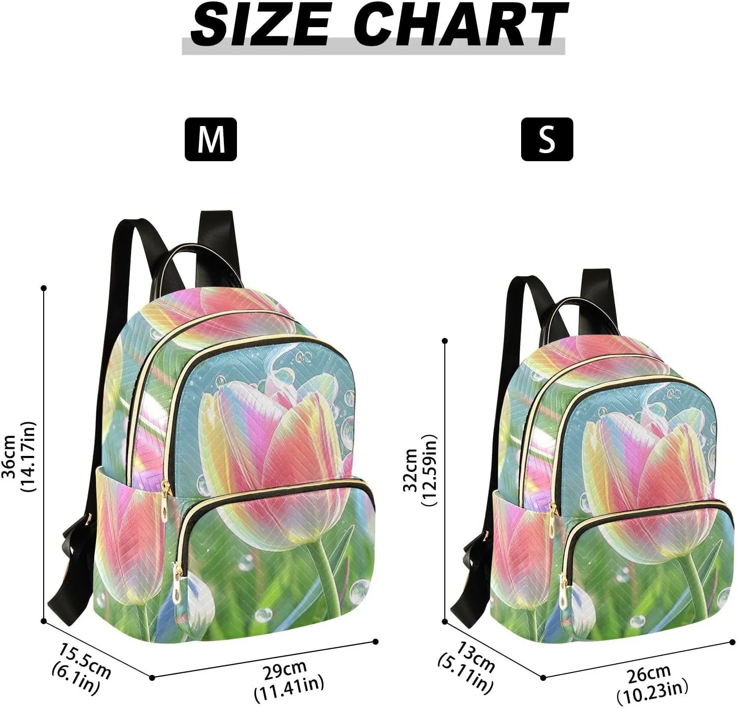 Mini Backpack Quilted Purse for Womens Small Backpack Daypack Tulips Pattern for Travel Daily Work,Multi10
