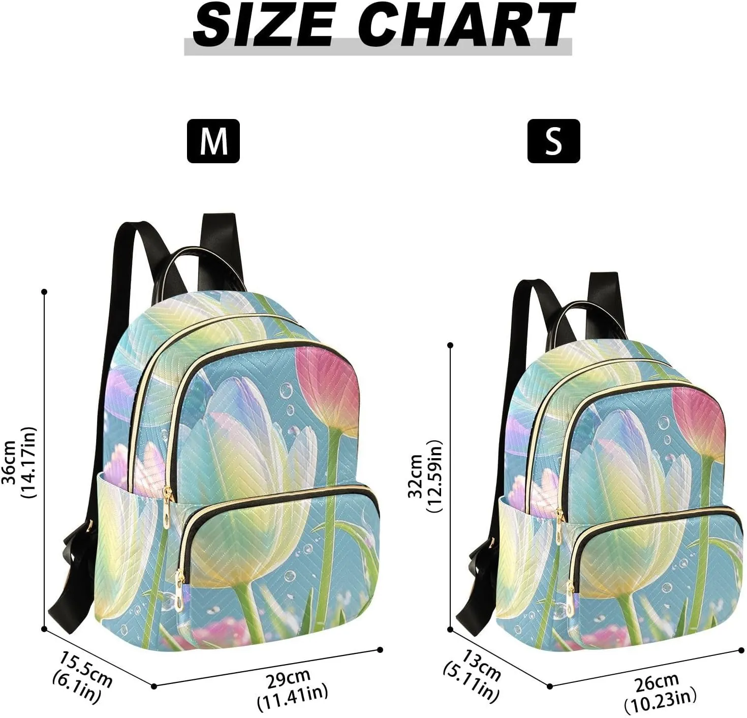 Mini Backpack Quilted Purse for Womens Small Backpack Daypack Tulips Pattern for Travel Daily Work,Multi1