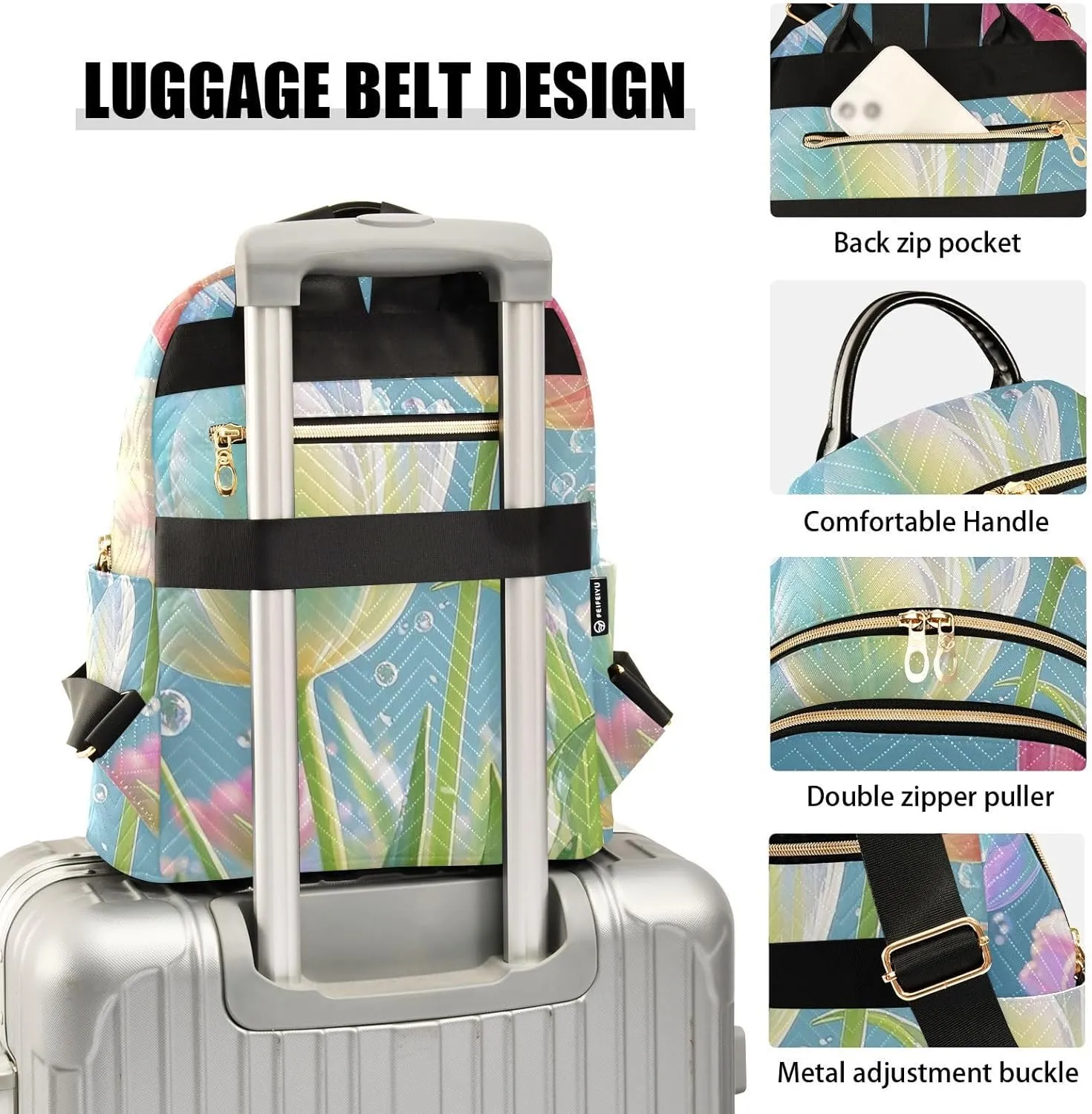 Mini Backpack Quilted Purse for Womens Small Backpack Daypack Tulips Pattern for Travel Daily Work,Multi1