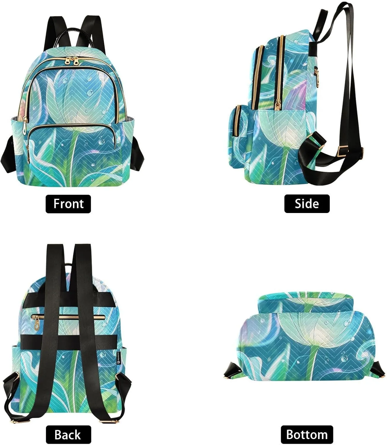 Mini Backpack Quilted Purse for Womens Small Backpack Daypack Tulips Print for Travel Daily Work,Multi11