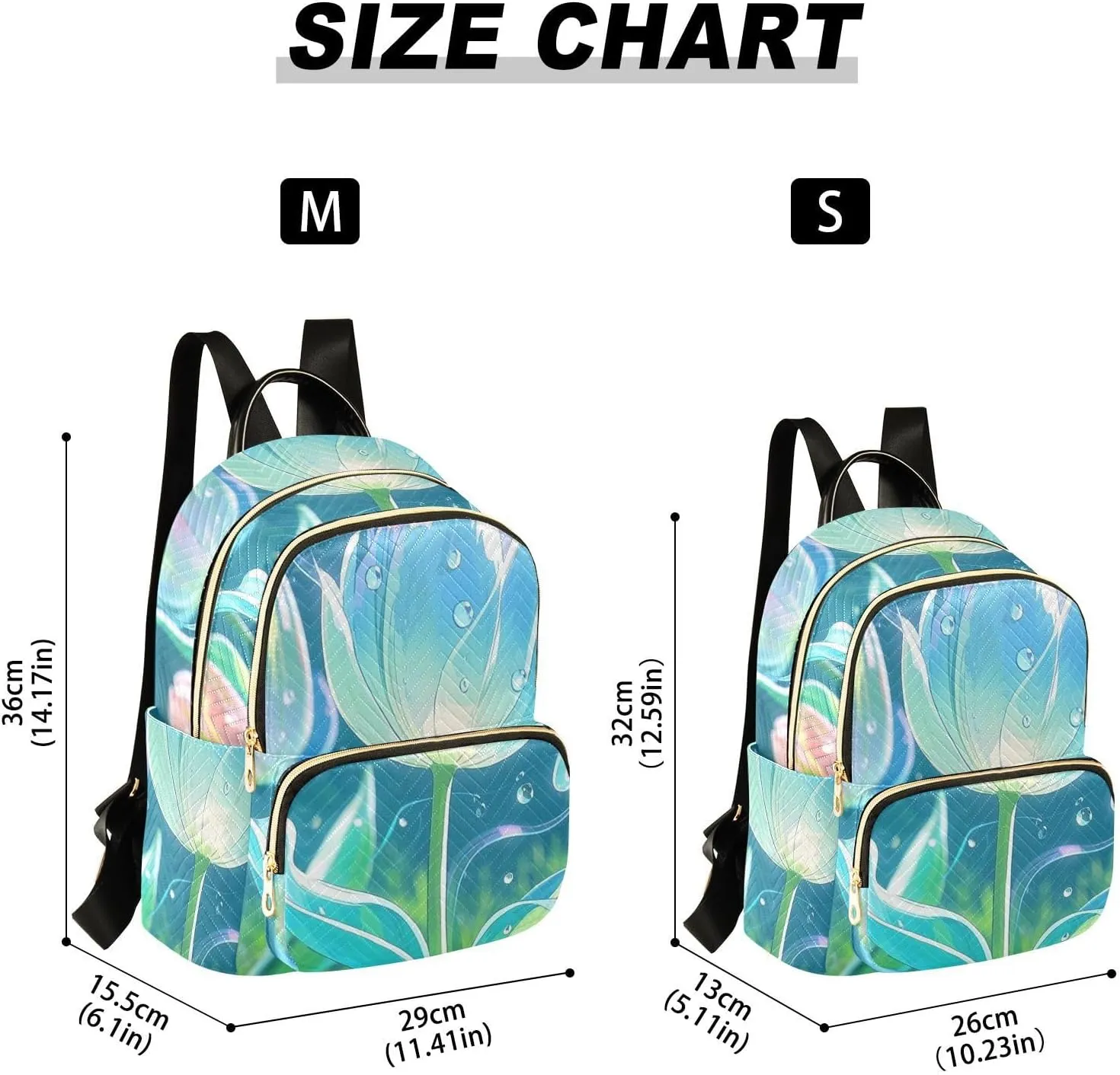 Mini Backpack Quilted Purse for Womens Small Backpack Daypack Tulips Print for Travel Daily Work,Multi11