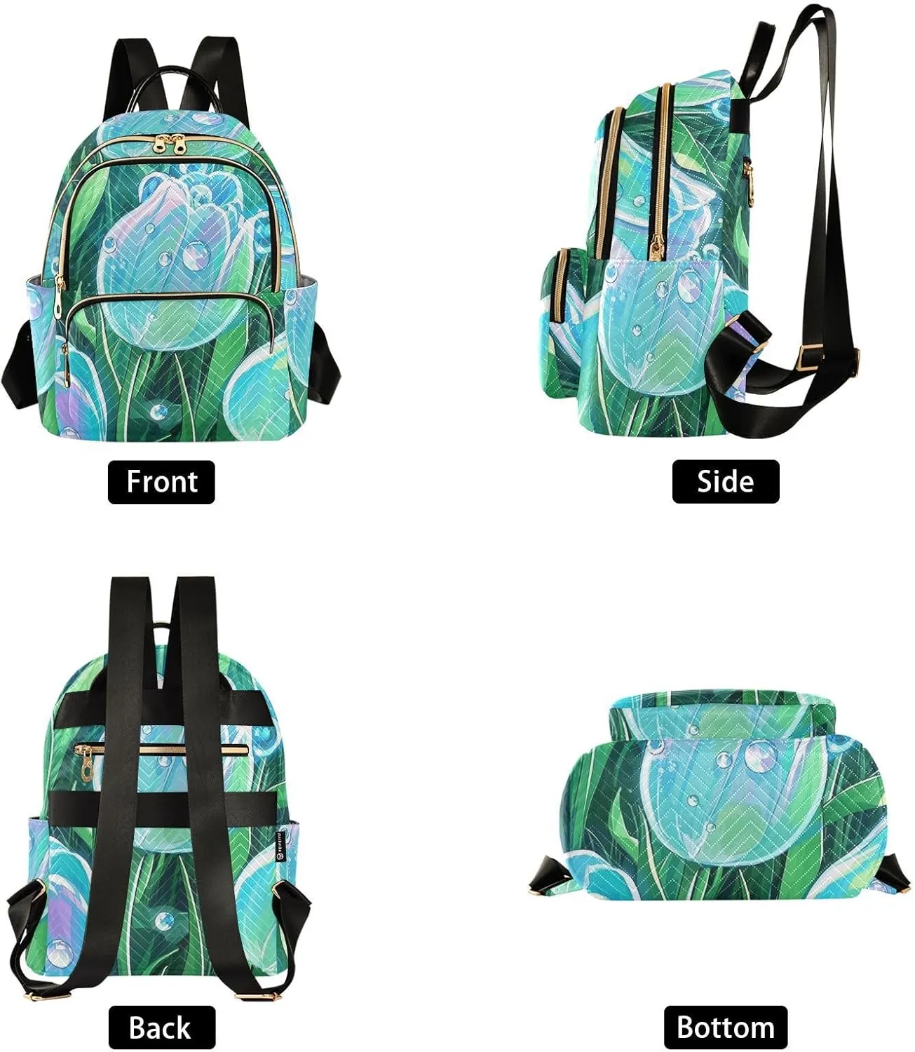 Mini Backpack Quilted Purse for Womens Small Backpack Daypack Tulips Print for Travel Daily Work,Multi12