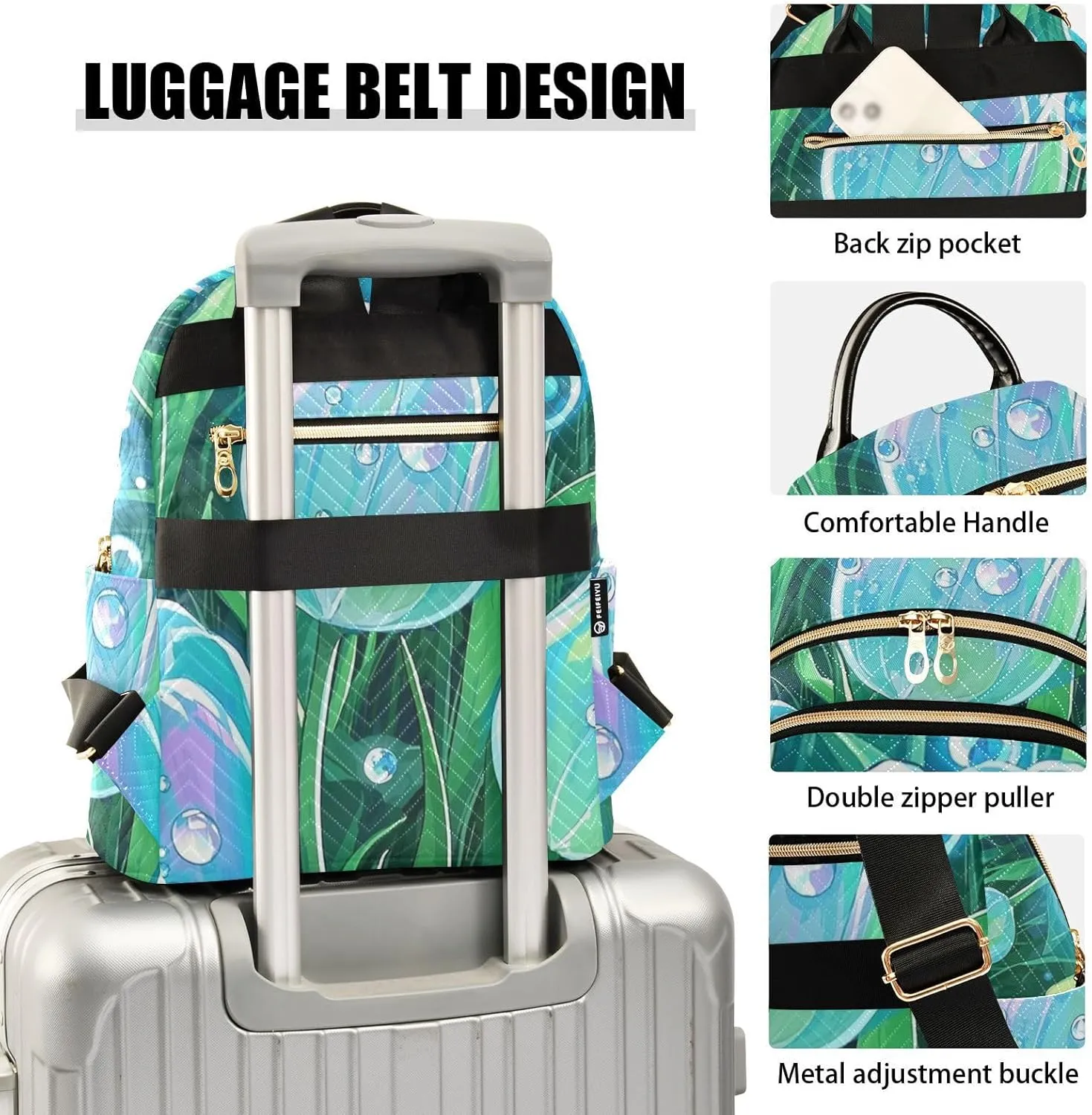 Mini Backpack Quilted Purse for Womens Small Backpack Daypack Tulips Print for Travel Daily Work,Multi12