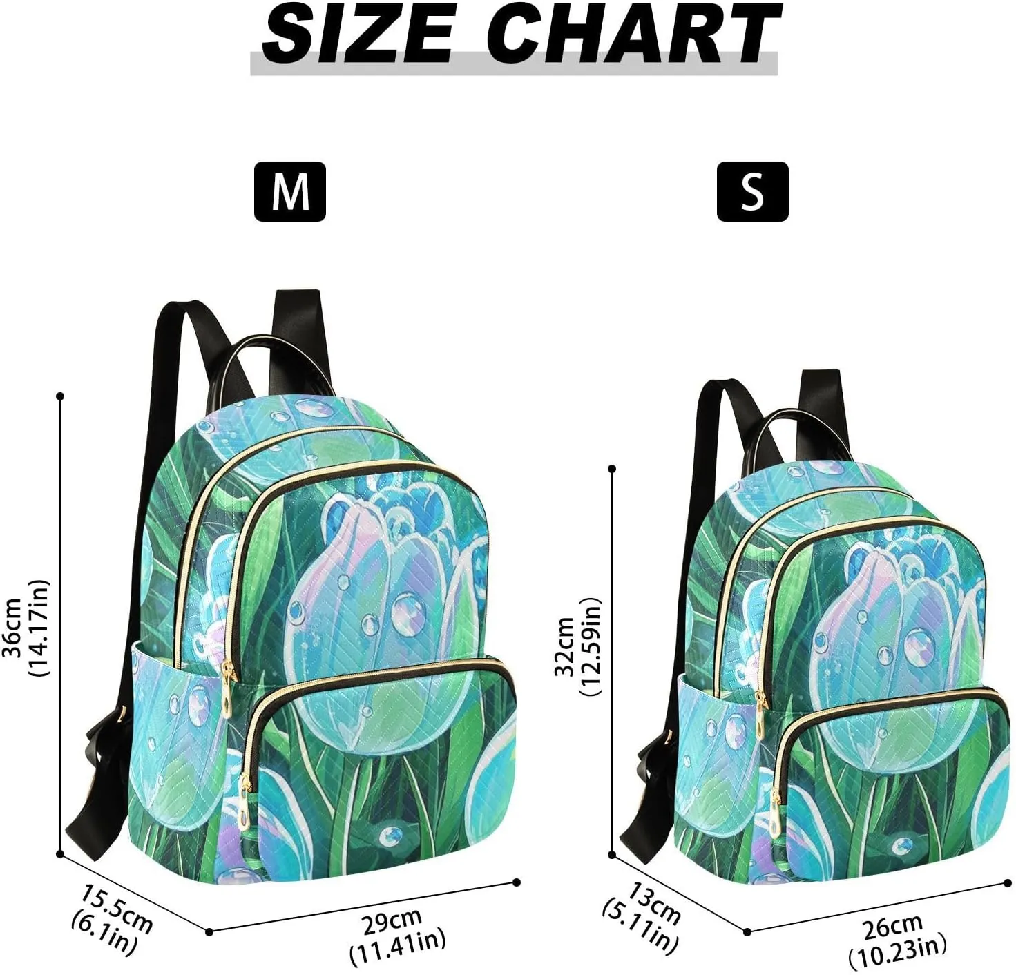 Mini Backpack Quilted Purse for Womens Small Backpack Daypack Tulips Print for Travel Daily Work,Multi12