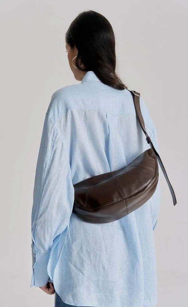 Mischa Crescent Bag - Dark Chocolate