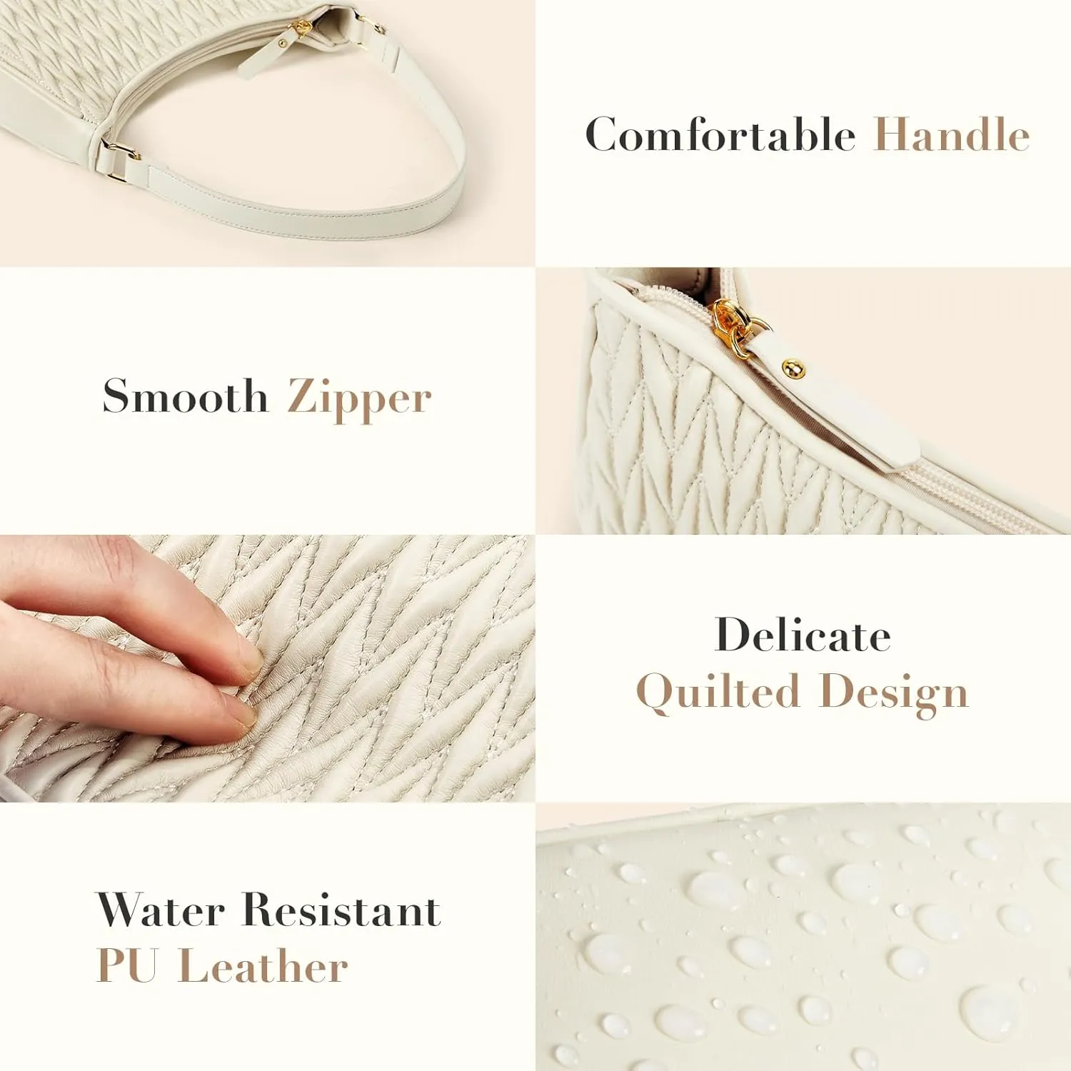 Missnine Shoulder Bag for Women Small Purse Trendy Clutch Hobo Bag Vegan Leather Mini Handbag with Zipper Closure