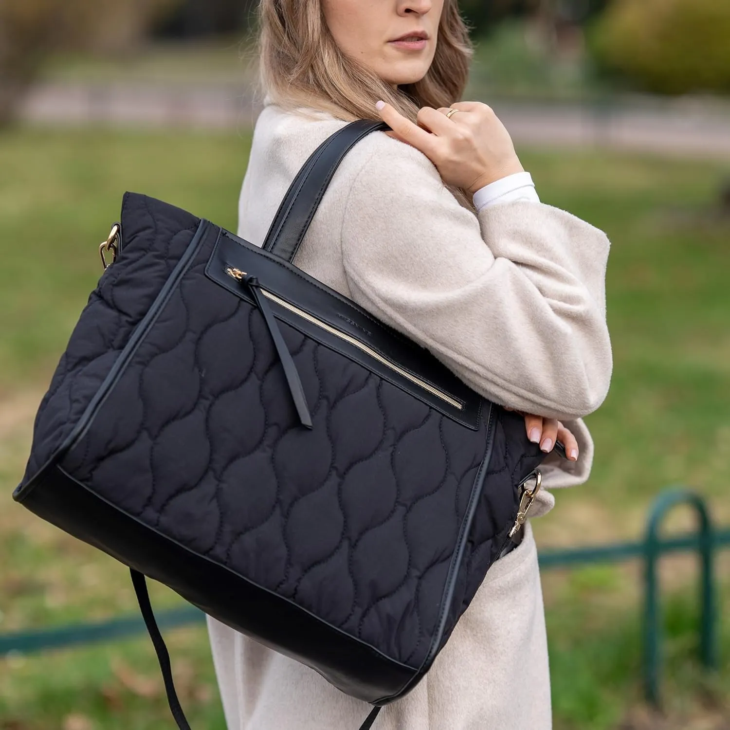 Missnine Tote Bag for Women, Lightweight Puffer Tote Bag, Large Capacity Quilted Shoulder Handbag for Travel, Work, Gym