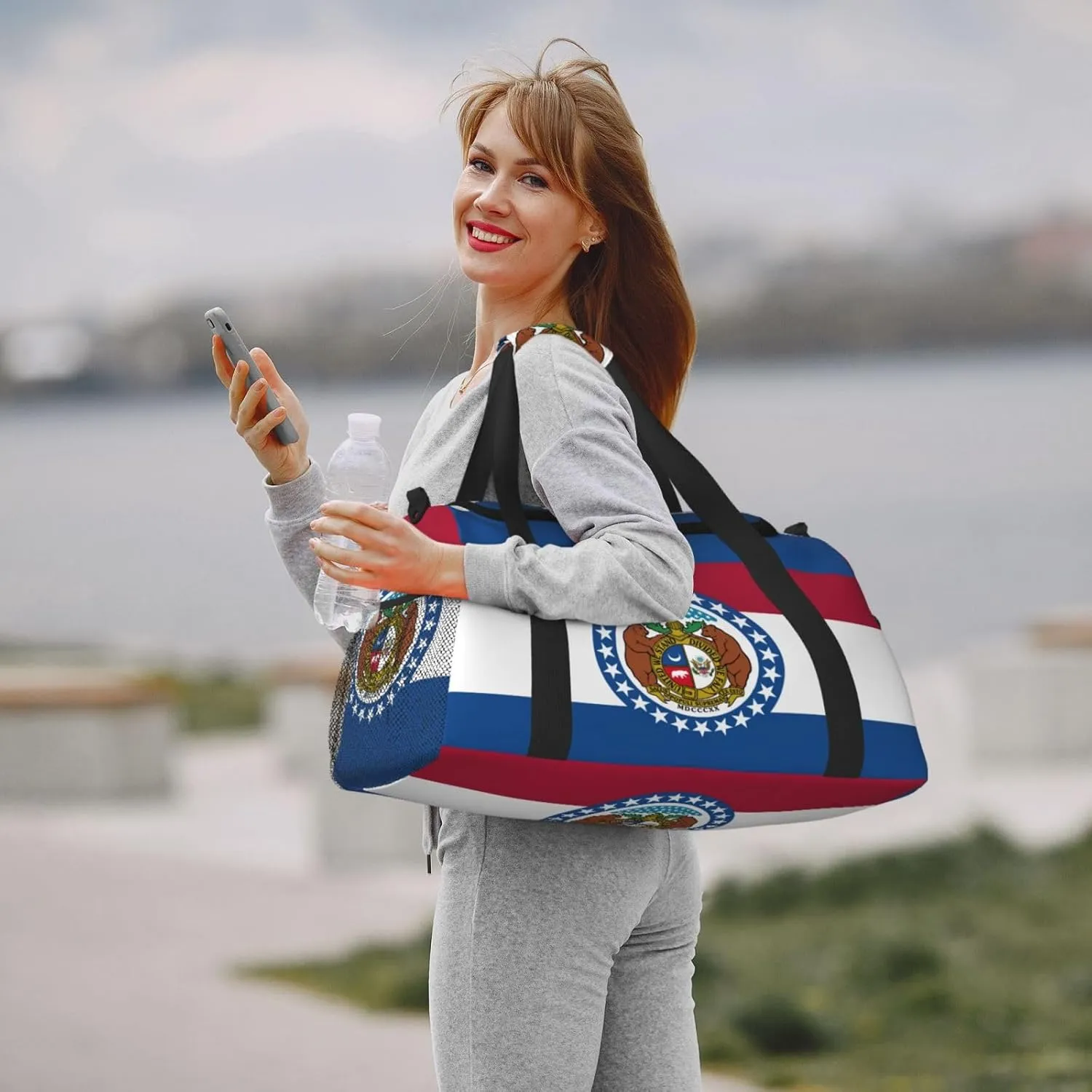 Missouri State Flag Travel Bag, Weekender Bags For Women Men For Outdoor Adventures, Ideal For Camping And Hiking
