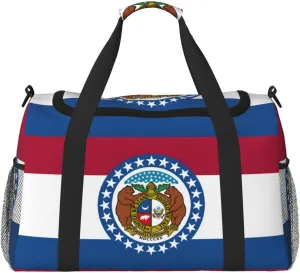 Missouri State Flag Travel Bag, Weekender Bags For Women Men For Outdoor Adventures, Ideal For Camping And Hiking