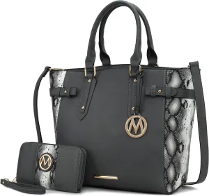 MKF Collection Tote Bag and wallet set, Women’s Snake Embossed Crossbody Bag and Wristlet Handbag Purse by Mia K