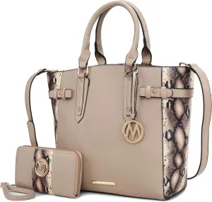 MKF Collection Tote Bag and wallet set, Women’s Snake Embossed Crossbody Bag and Wristlet Handbag Purse by Mia K