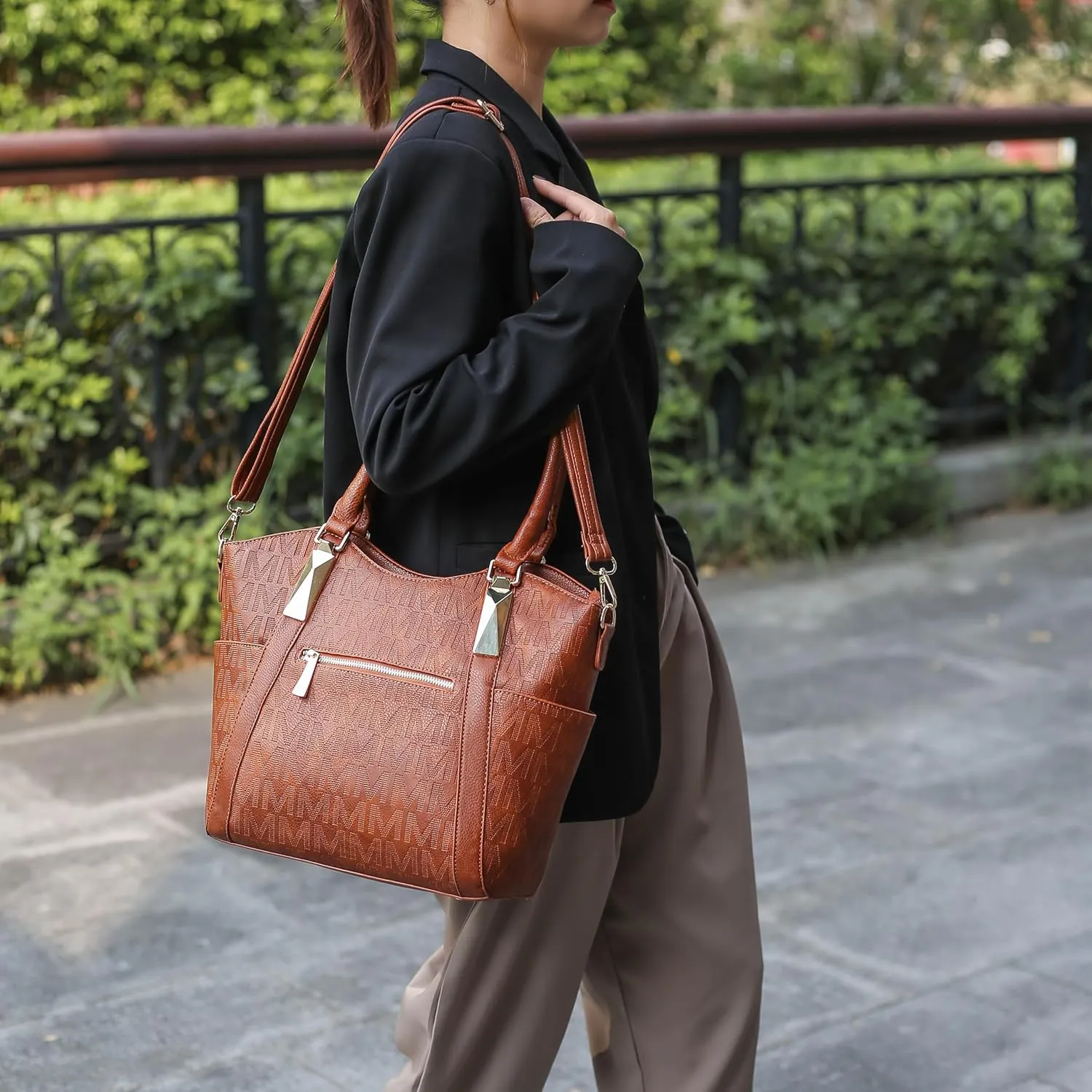 MKF Collection Tote Satchel Handbag for Women: PU Leather Shoulder Bag – Top-Handle Purse, Ladies Pocketbook By Mia K