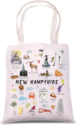 MNIGIU New Hampshire Lover Gift New Hampshire Inspired Tote Bag New Hampshire Welcome Gift Travel Lover Gift Traveller Gift