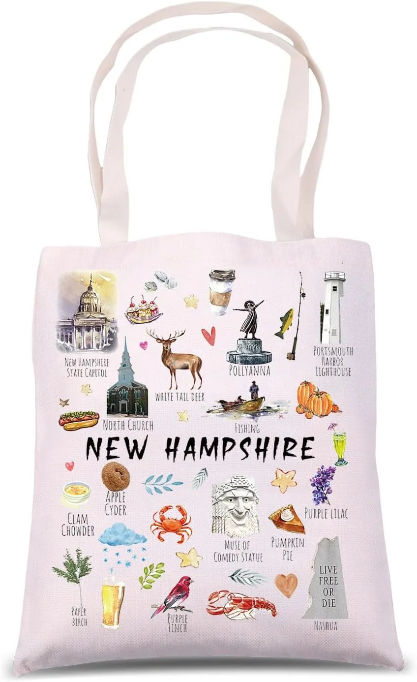 MNIGIU New Hampshire Lover Gift New Hampshire Inspired Tote Bag New Hampshire Welcome Gift Travel Lover Gift Traveller Gift