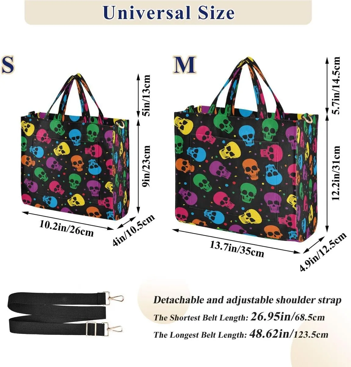 MNSRUU Corduroy Tote Bag for Women, Funny Skulls Tote Bag Crossbody Hobo Handbag Shoulder Bag for Work Travel