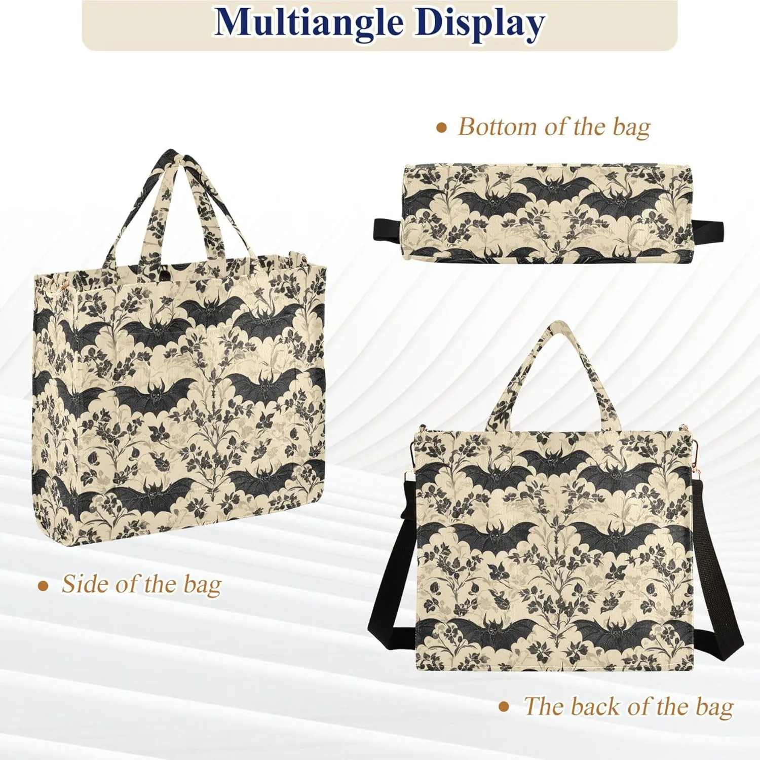 MNSRUU Corduroy Tote Bag for Women, Funny Skulls Tote Bag Crossbody Hobo Handbag Shoulder Bag for Work Travel