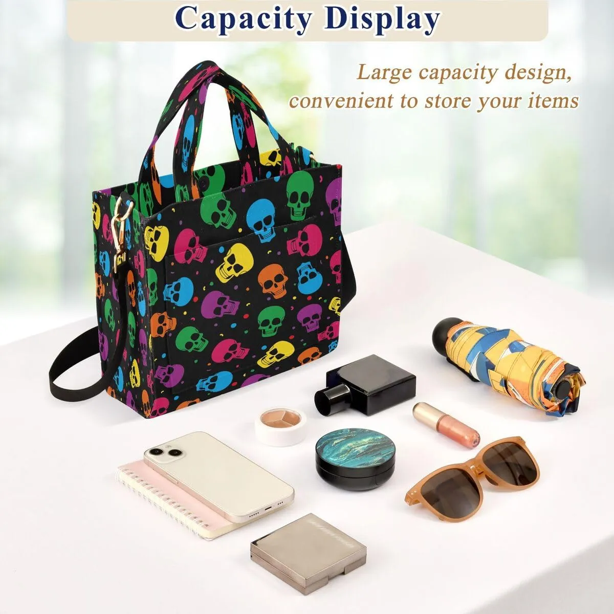MNSRUU Corduroy Tote Bag for Women, Funny Skulls Tote Bag Crossbody Hobo Handbag Shoulder Bag for Work Travel
