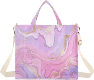 MNSRUU Corduroy Tote Bag for Women, Marble Artwork Tote Bag Crossbody Hobo Handbag Shoulder Bag for Work Travel