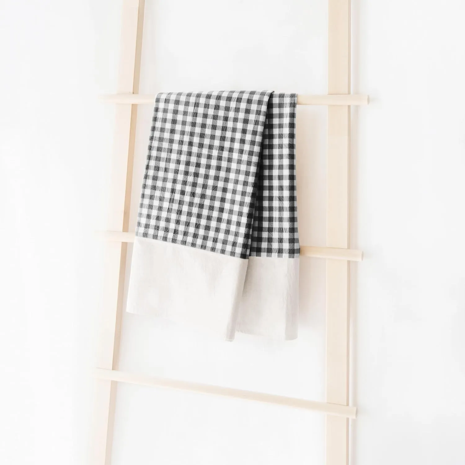 MONDAY MOOSE Gingham Checkered Farmhouse Rustic Picnic Style Decoration Rectangle Natural Stonewashed Cotton Tablecloth for Kitchen, Dining Room, Restaurant (55x70 inch, Black/White)