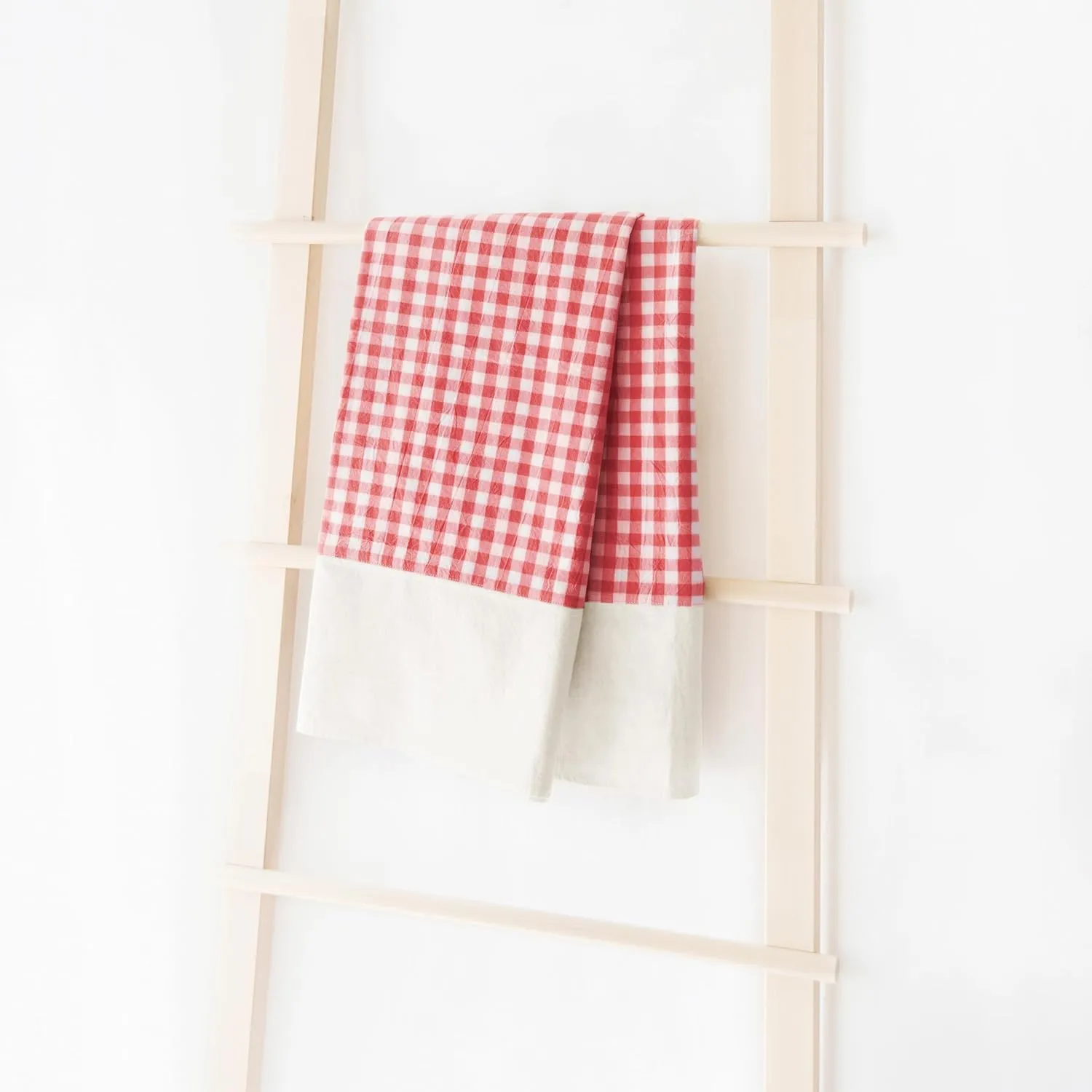 MONDAY MOOSE Gingham Checkered Farmhouse Rustic Picnic Style Decoration Rectangle Natural Stonewashed Cotton Tablecloth for Kitchen, Dining Room, Restaurant (55x70 inch, Red/White)