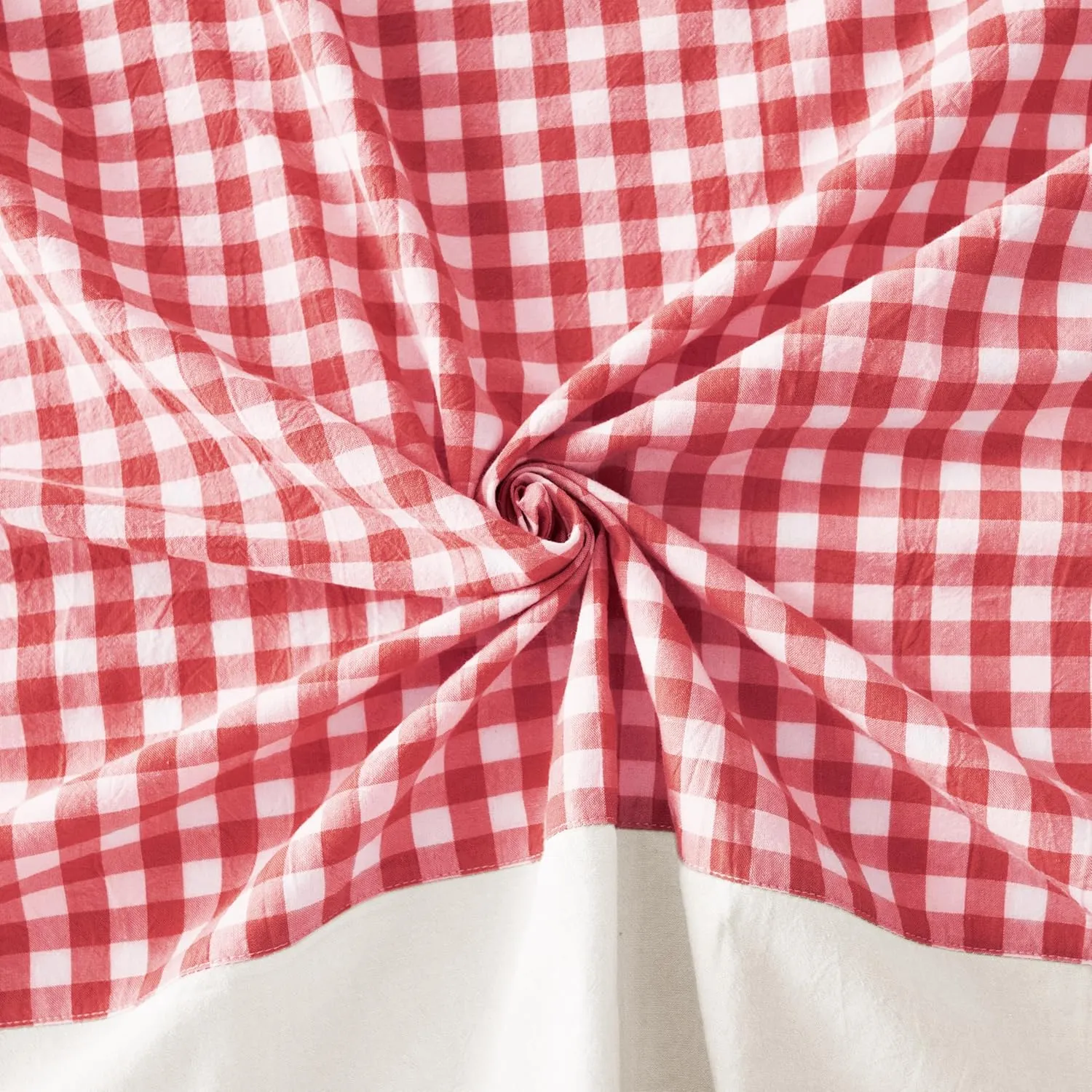 MONDAY MOOSE Gingham Checkered Farmhouse Rustic Picnic Style Decoration Rectangle Natural Stonewashed Cotton Tablecloth for Kitchen, Dining Room, Restaurant (55x70 inch, Red/White)