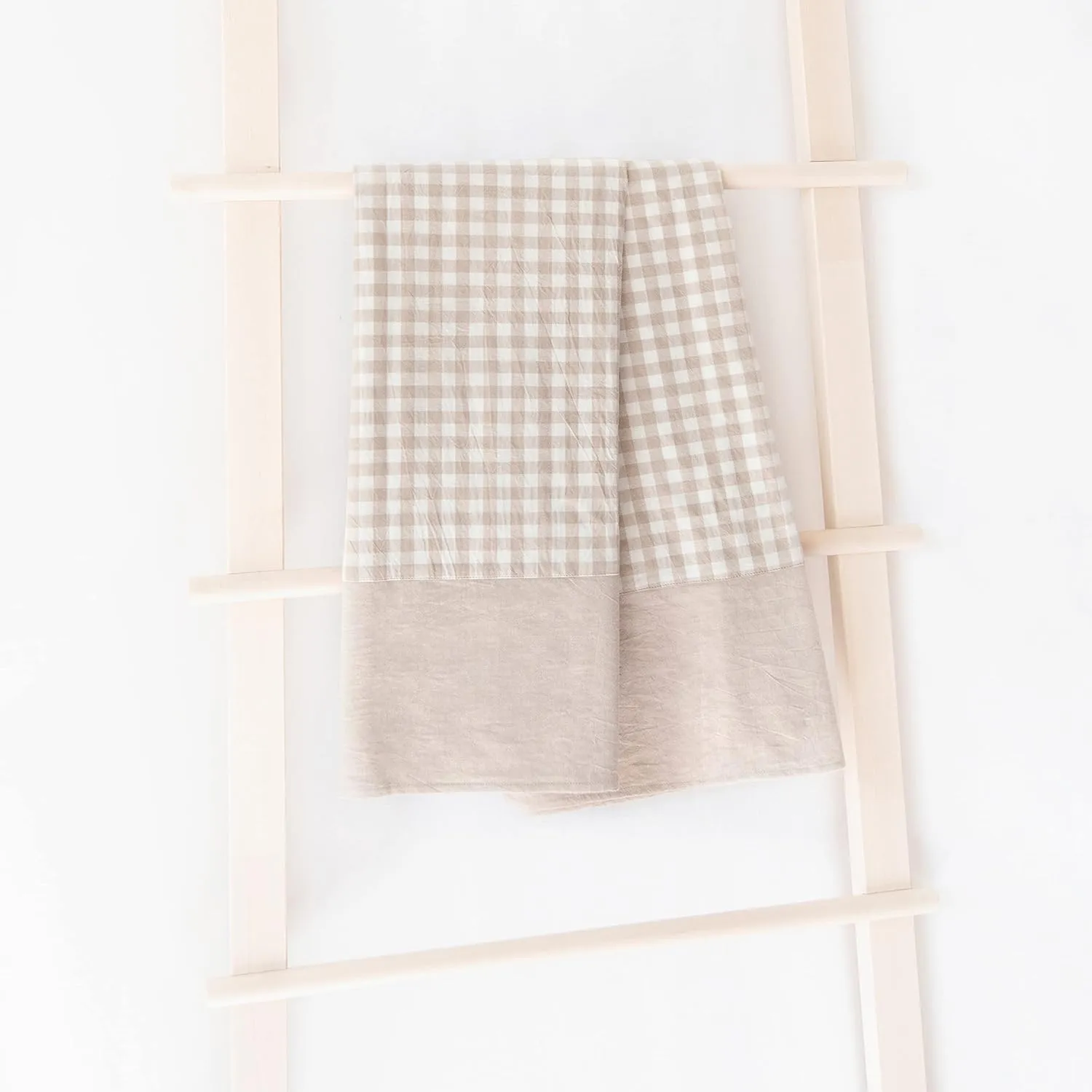 MONDAY MOOSE Gingham Checkered Farmhouse Rustic Picnic Style Decoration Rectangle Natural Stonewashed Cotton Tablecloth for Kitchen, Dining Room, Restaurant (60x86 inch, Beige)