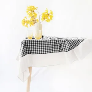 MONDAY MOOSE Gingham Checkered Farmhouse Rustic Picnic Style Decoration Rectangle Natural Stonewashed Cotton Tablecloth for Kitchen, Dining Room, Restaurant (60x86 inch, Black/White)
